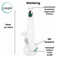 raupir Set Glasbong Greenline Höhe 24cm Ø 24mm Chillum 14,5mm