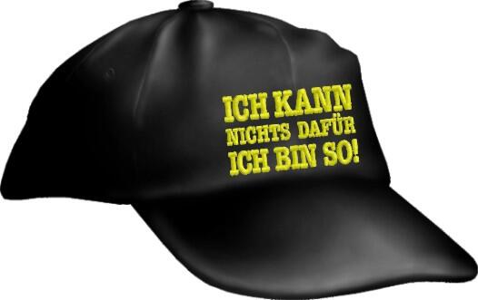 Caps Fun "ICH KANN NICHTS DAFÜR ICH BIN SO!", Basecap Cap bestickt schwarz, größenverstellbar
