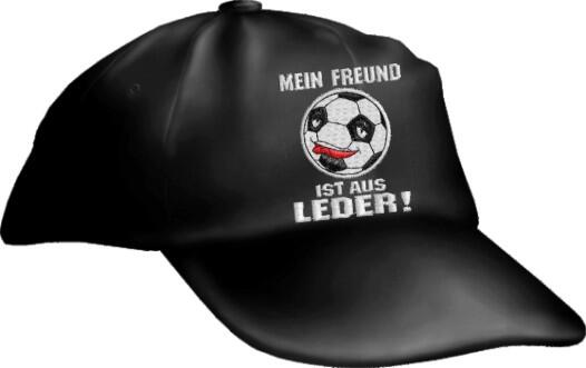 Caps Fun "MEIN FREUND IST AUS LEDER!", Basecap Cap bestickt schwarz, größenverstellbar