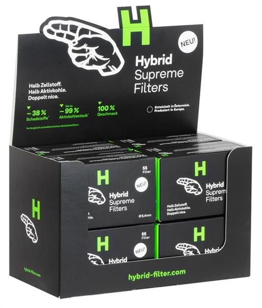 1x Hybrid Supreme Filters ø 6,4mm Aktivkohlefilter 55er Packung