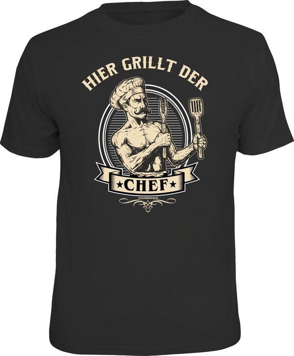 Fun-Shirt mit Spruch: HIER GRILLT DER CHEF