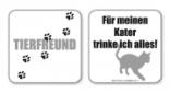 witzige Bierdeckel mit Spruch: Tierfreund ... 8 Stück, Untersetzer aus Vollpappe bedruckt mit Fun - Spruch