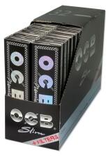 Dispenser - OCB Schwarz Premium Long Slim mit Tips Zigarettenpapier