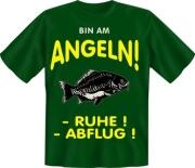 T-Shirt Angeln RUHE ABFLUG Angler Fun Shirt Sprüche Fisch Angelgott Petri Heil Geschenk
