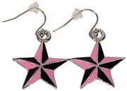 Ohrringe Ohrhänger Nautic Star rosa-schwarz, Ohrschmuck Rockabilly, Accessoires Modeschmuck