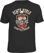 Fun Shirt ECHTE KERLE STEHEN AUF ZARTES ROSA grillen T-Shirt Grill