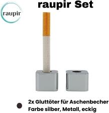 raupir Set 2x Gluttöter für Aschenbecher silber Metall