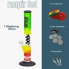 raupir Set Glasbong mit Perkolator Höhe 40cm ø 50mm Chillum 18,8mm