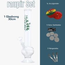 raupir Set Glasbong Multi Leaf Höhe 30cm ø 40mm Chillum 14,5mm