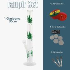 raupir Set Glasbong Multi Leaf Höhe 35cm Ø 35mm Chillum 14,5mm