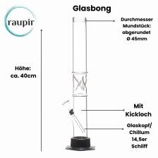 raupir Set Glasbong Schwarz Basis Höhe 40cm ø 45mm Chillum 14,5mm