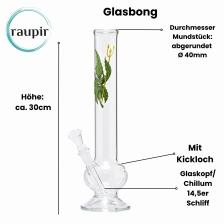 raupir Set Glasbong Leaf Höhe 30cm ø 40mm Chillum 14,5mm