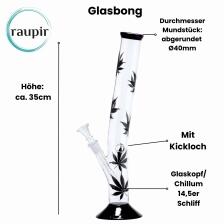 raupir Set Glasbong Leaf Höhe 35cm Ø 40mm Chillum 14,5mm