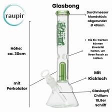 raupir Set Glasbong Amsterdam mit Perkolator Höhe 30cm Ø 40mm Chillum 18,8mm