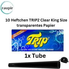 raupir Set 10 Heftchen TRIP2 Clear King Size transparentes Zigarettenpapier