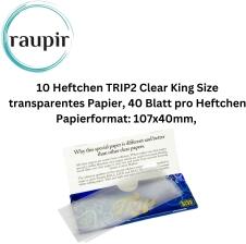 raupir Set 10 Heftchen TRIP2 Clear King Size transparentes Zigarettenpapier