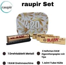 raupir Set gold RAW Drehmaschine Papers mit Tips Tube Drehtablett