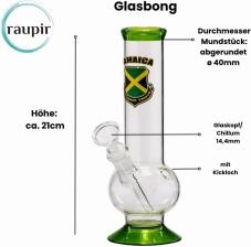 raupir Set Glasbong Jamaica Logo Höhe 21cm ø 40mm Chillum 14,5mm