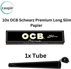 raupir Set 10 Heftchen OCB Schwarz Premium Long Slim Papier