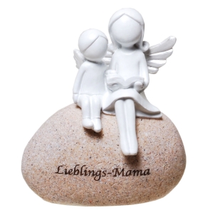 Engel mit Kind auf Stein Lieblings-Mama