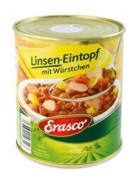 Dosenversteck, Erasco - Linsen-Eintopf mit Würstchen