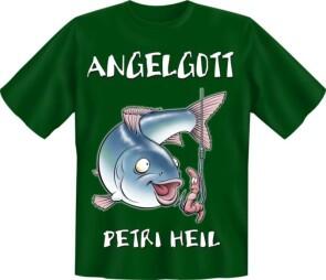 Fun-Shirt mit Spruch: Angelgott Petri Heil