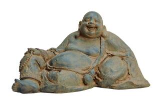 Buddha Figur sitzend Glücksbuddha Deko Skulptur braun
