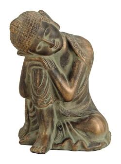 Buddha Figur Ton sitzend Glücksbuddha Deko Skulptur