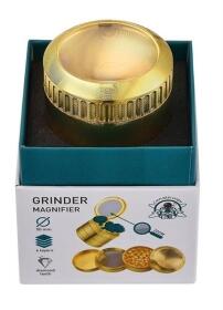 CNC Aluminium Grinder 4 part Ø 50mm Magnifier Lupe goldfarben