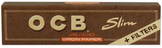 OCB Unbleached Slim Virgin Papier + Filtertips Zigarettenpapier