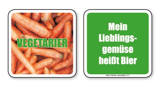 witzige Bierdeckel mit Spruch: Vegetarier... 8 Stück, Untersetzer aus Vollpappe bedruckt mit Fun - Spruch