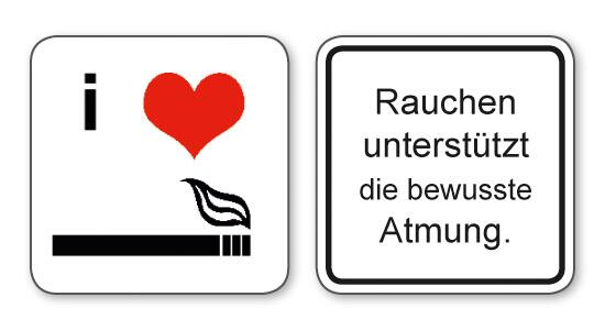witzige Bierdeckel mit Spruch: Rauchen unterstützt die bewusste Atmung ... 8 Stück, Untersetzer aus Vollpappe bedruckt mit Fun - Spruch