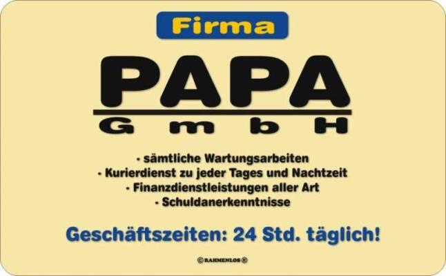 Frühstücksbrettchen "Firma PAPA GmbH" Schneidebrett / Brettchen aus Resopal, Kult für den tollsten Vater
