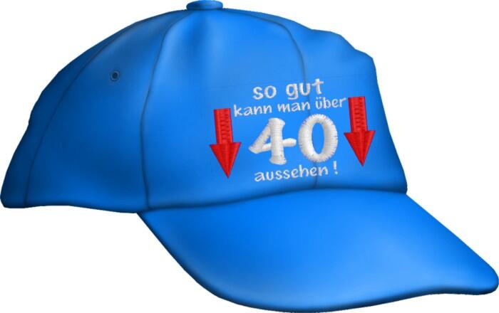 Caps Fun "so gut kann man über 40 aussehen!", Basecap bestickt blau, Cap größenverstellbar