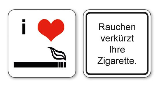 witzige Bierdeckel mit Spruch: Rauchen verkürzt Ihre Zigarette ... 8 Stück, Untersetzer aus Vollpappe bedruckt mit Fun - Spruch